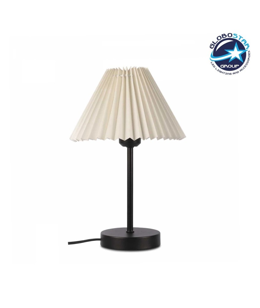 GLOBOSTAR® ORACLE 204-0156 Μοντέρνο Επιτραπέζιο Φωτιστικό Πορτατίφ με Ντουί 1 x E27 AC 220-240V IP20 - Μαύρο & Μπεζ - Μ22 x Π22 x Υ36cm